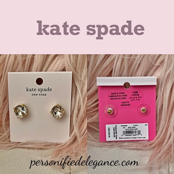 Kate Spade Clear Gold Plated Gumdrop Crystal Stud Earrings O/S - Picture 8 of 9